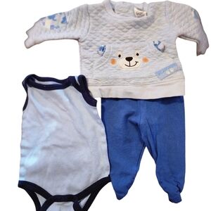 Boy's Blue group of 3 Sweatshirt, onesie,  and pants 0-3 months